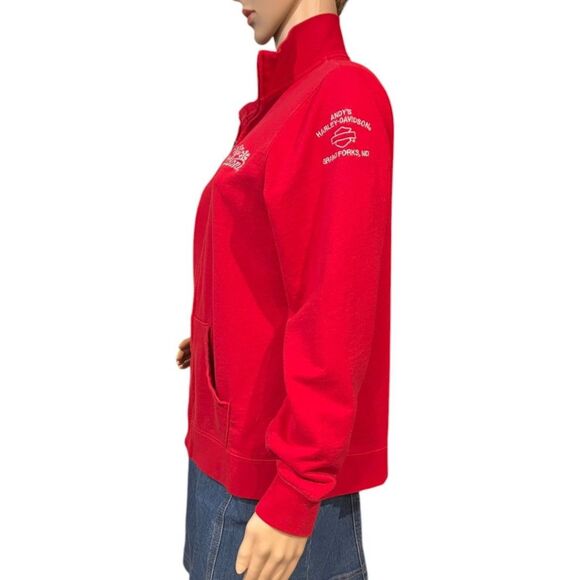HARLEY DAVIDSON Women's Zip Front Sweatshirt RED Size L PERFECT! - Picture 4 of 6
